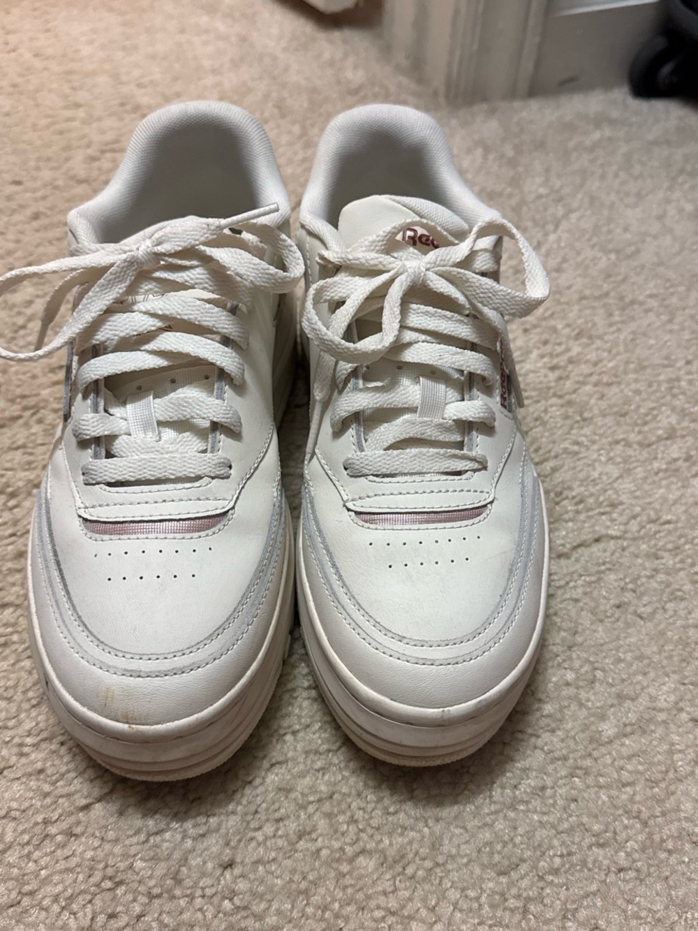 White Leather Platform Lace-Up Sneakers
